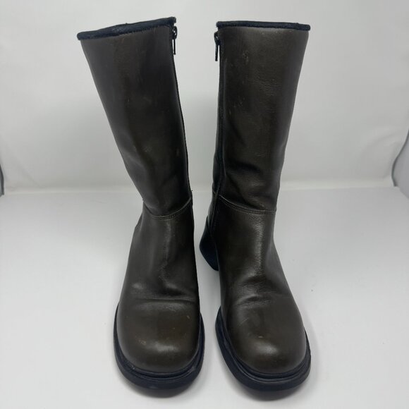 Vintage Roots Olive Green Leather Zipper Mod Boots EU 40 1/2 - Picture 4 of 8